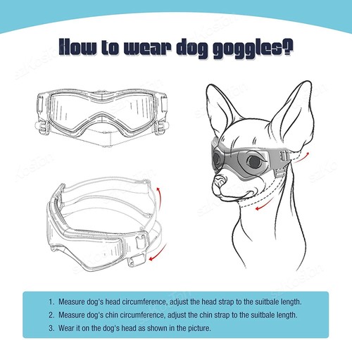 Occhiali da Sole per Cani Protezione UV per Cani di Piccola/Media Taglia, Regolabili - Foto 5 di 13