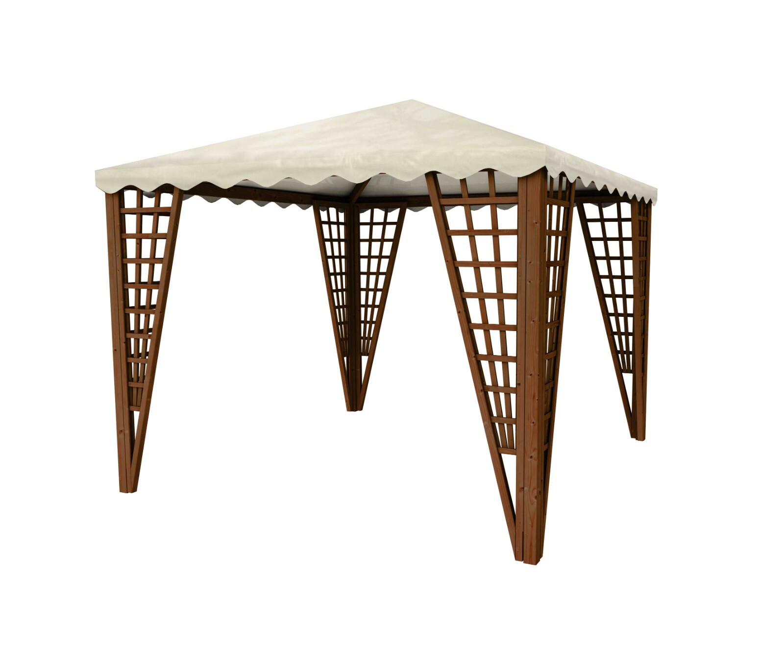 Gazebo in Legno Impregnato Noce 300x300 cm  con Copertura PVC per Esterno