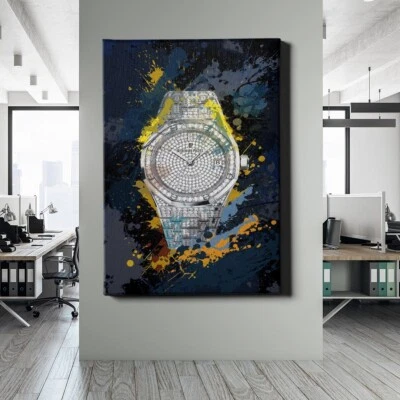 ✅WANDBILD LEINWAND,  ACRYLGLAS AP LUXUS UHR POP ART ICE WHITE WANDDEKO PREMIUM - Bild 1 von 4