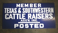 Letrero de porcelana Texas & Southwestern Cattle Raisers Ass’n Inc. 20" X 10"