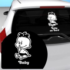 Baby an Bord Wunschname an Bord Auto Aufkleber Weiß 28x13 cm N27D5B