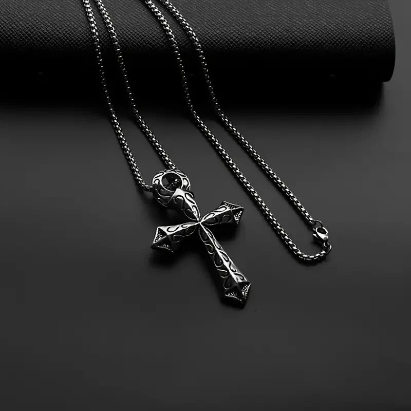 【2plan】Cross shine symbol necklace Silver-Tone 2