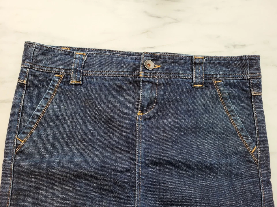 Benetton Indigo Denim Jeans Pencil Knee Length Skirt UK 10-12 / IT44 ❤ - Image 3 of 4