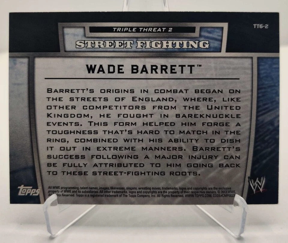 2013 Topps WWE Triple Threat Tier Two #TT6 Wade Barrett wrestling card - Image 2 of 2