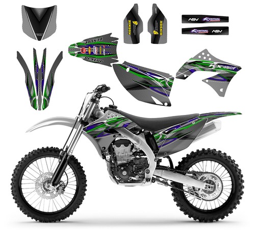 2009 2010 2011 KX450F KXF450 Kit gráfico 24 mil vinilo racing #5815 Azul Rojo - Imagen 6 de 9