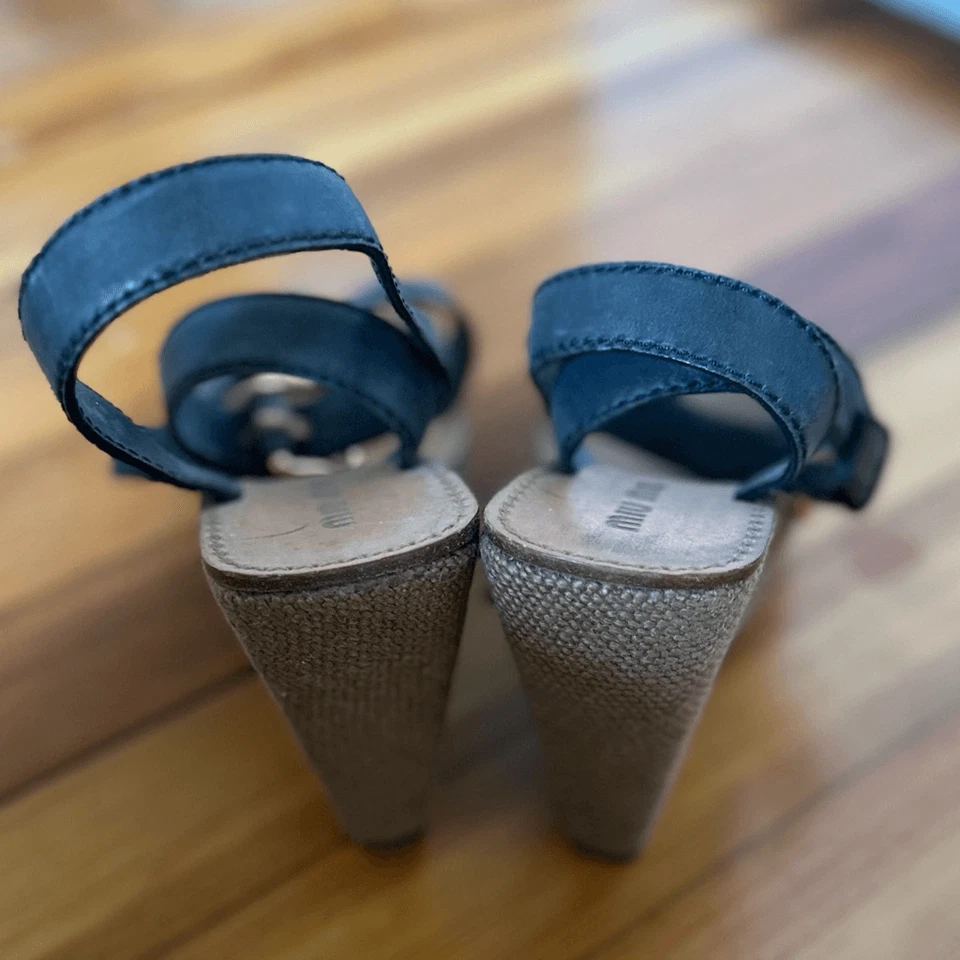 Miu Miu Vintage Leather Platform Wedges Size 37.5/7 - Image 3 of 4