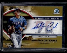 🔥 2023 Bowman Chrome ANTHONY GUTIERREZ Scouts Top 100 Gold Refractor Auto /50🔥