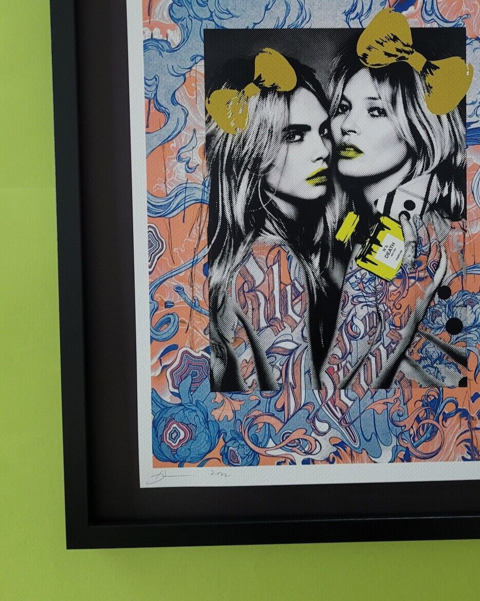 Death NYC Large Framed 16x20in Pop Art Certified KATE MOSS CARA DE