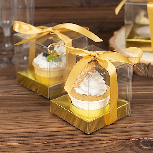 ORO CLARO 12 Cupcake CAJAS Mini Cupcake 3.5" Portadores de Favor Cintas Fiesta Eventos - Imagen 6 de 9