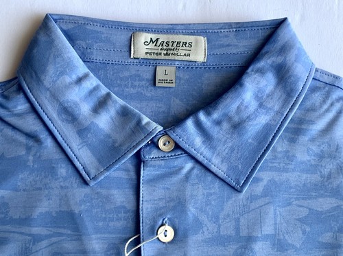 Masters Peter Millar polo golf Shirt XL scenic blue performance pga new - Picture 8 of 10