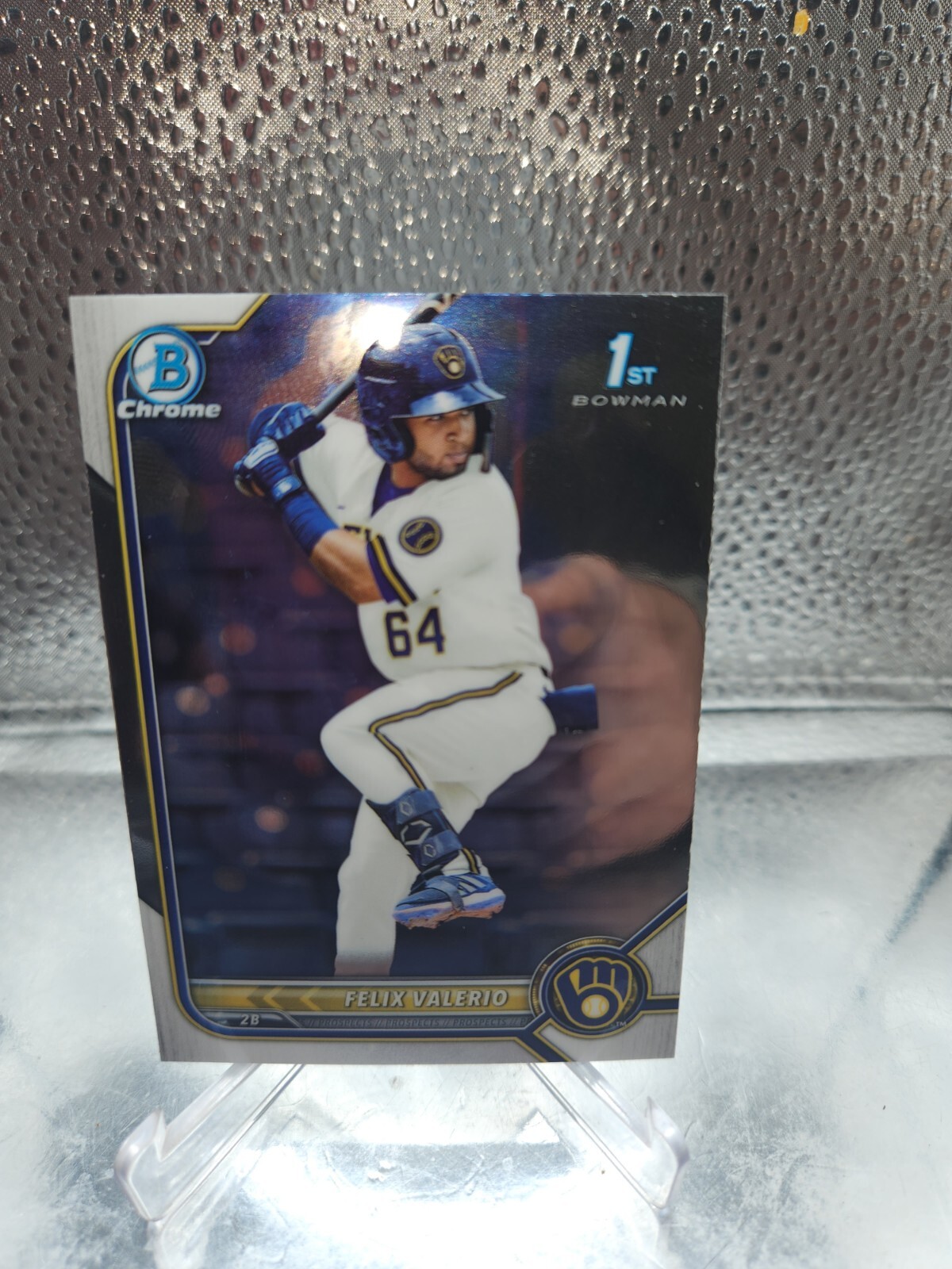 2022 Bowman Chrome Felix Valerio 1st Bowman BCP 128 Milwaukee Brewers