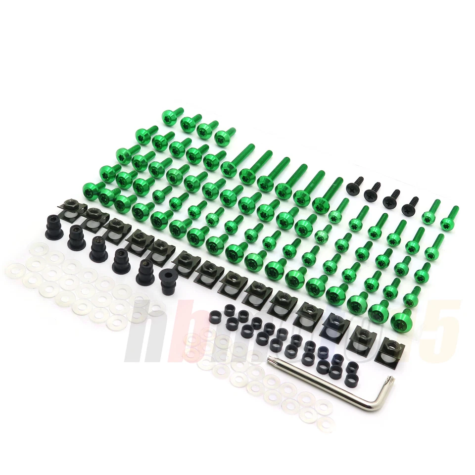 Kit de tornillos de carrocería de carenado verde para Suzuki Honda Yamaha Aprilia Kawasaki GSXR Foto 2 de 4
