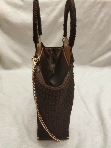 Handmade Wooden Knitted Bag Basket Handbag Purse Craft Brown Women's - Picture 12 of 12