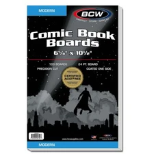 2 packs of 100 (200) BCW 6 ⅝" x 10 ½" Modern Comic White Backing Boards