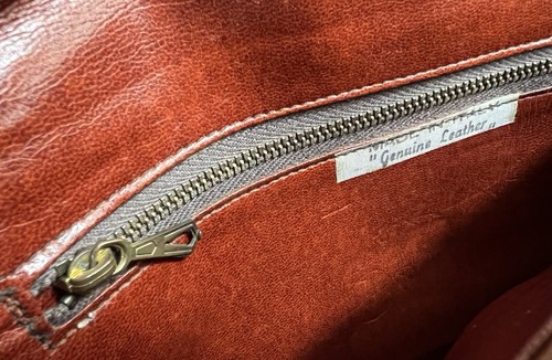Bolso sin asas Cristian Firenze Florencia hecho en Italia cuero genuino coñac - Imagen 17 de 20