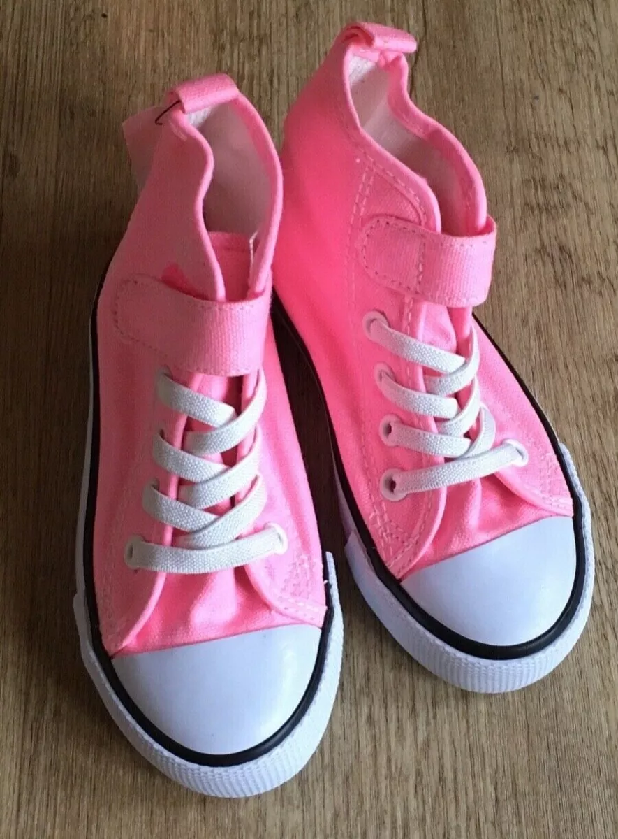 H M kids canvas shoes pink UK infant 7.5 with laces and straps