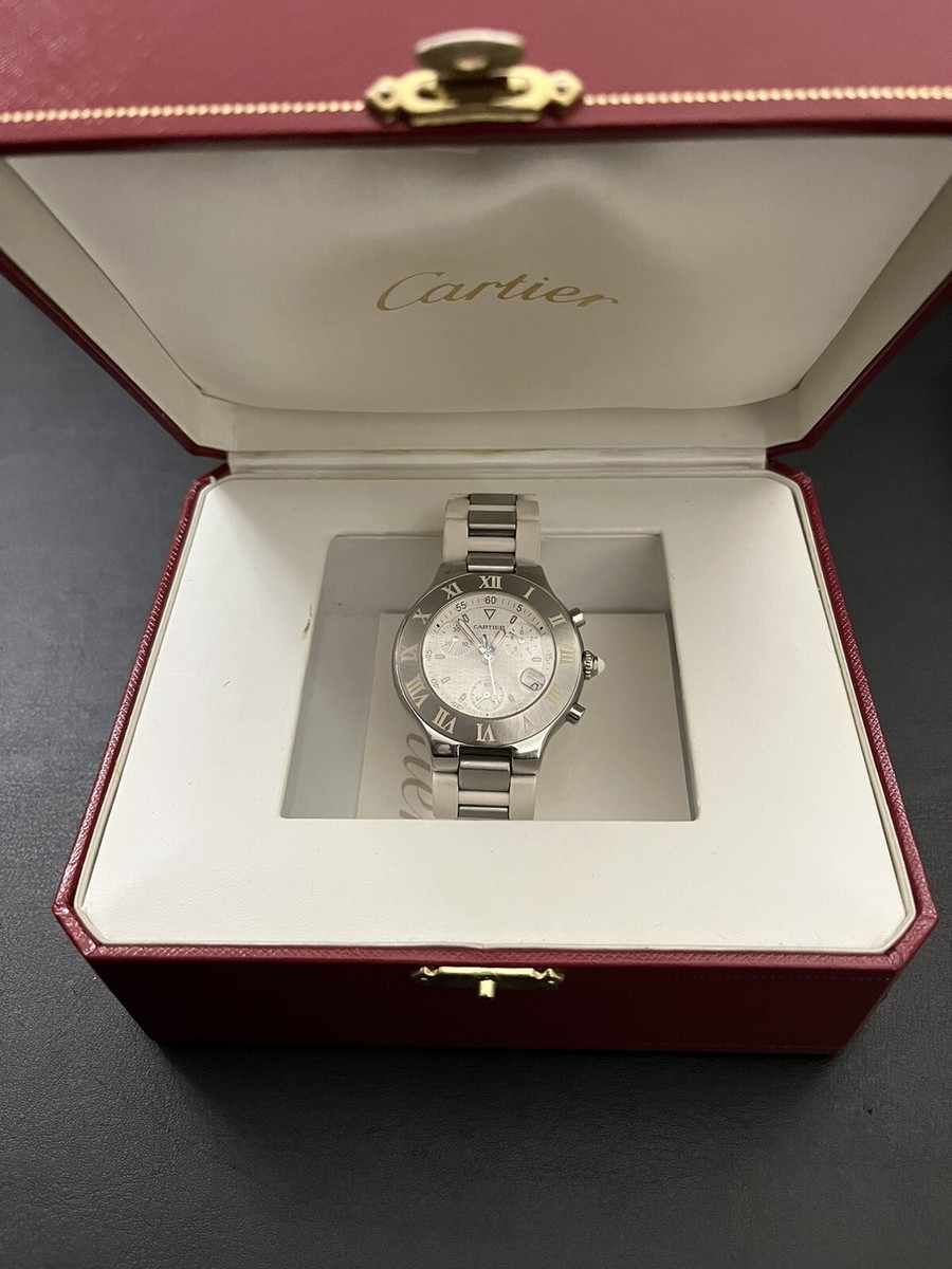 Cartier 2424 Quartz Chronoscaph Watch with Steel and White  display picture 1