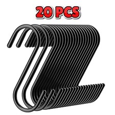 20Pcs Black S Hooks, 4.3in Heavy Duty S Hooks for Hanging, Garden, Kitchen Use