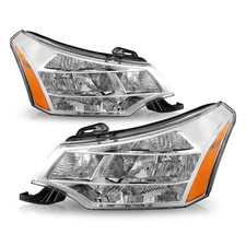 For 2008 2009 2010 2011 Ford Focus S | SE | SES | SEL Chrome Headlights Lamp L+R