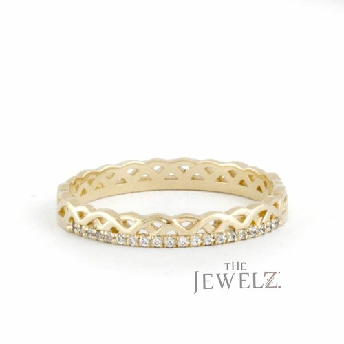 14K Gold 0.16CT VS/F-G Diamond Lace Pattern Knot Anniversary Gift Ring Jewelry - Picture 2 of 5