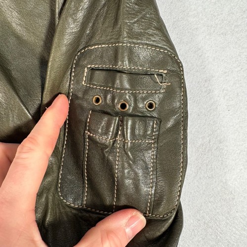Aeronautica Miltare Women Leather Jacket With Hood Olive Green Size EU40 UK12 - Picture 9 of 19