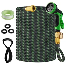 50ft Lightweight Flexible Garden Hose, Non-Expandable Water Hose with 10-Func...