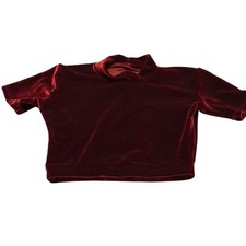 Capezio Girls Medium Burgundy Red Velour Crop Top Stretch Dance Skating