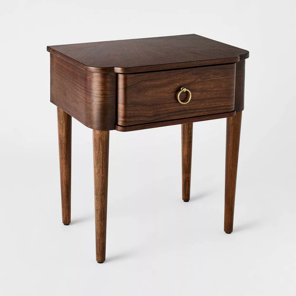 Nephi One Drawer Accent Table Walnut Brown Wood Veneer - Threshold designed