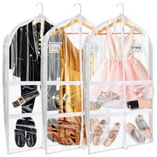 Mber 3-Pack 39" Dance Garment Bags For Dancers with 4 Medium Clear Zipper Pocket