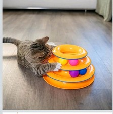 Catstages Tower of Tracks 3-Level Cat Track Toy with 6 Balls, Interactive Toy fo