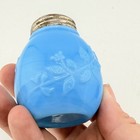 Antique Fostoria Flower Sprig Blue Opal Glass Shaker c1897 Original Lid — photo 5