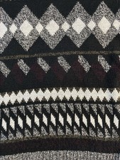 VTG 80s Geometric Pattern Sweater Adult Medium Black Gray Grandpa Cosby