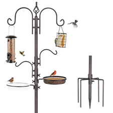 Deluxe Bird Feeding Station Kit With Multi Feeder Hanging Pole, Metal Suet Fe...