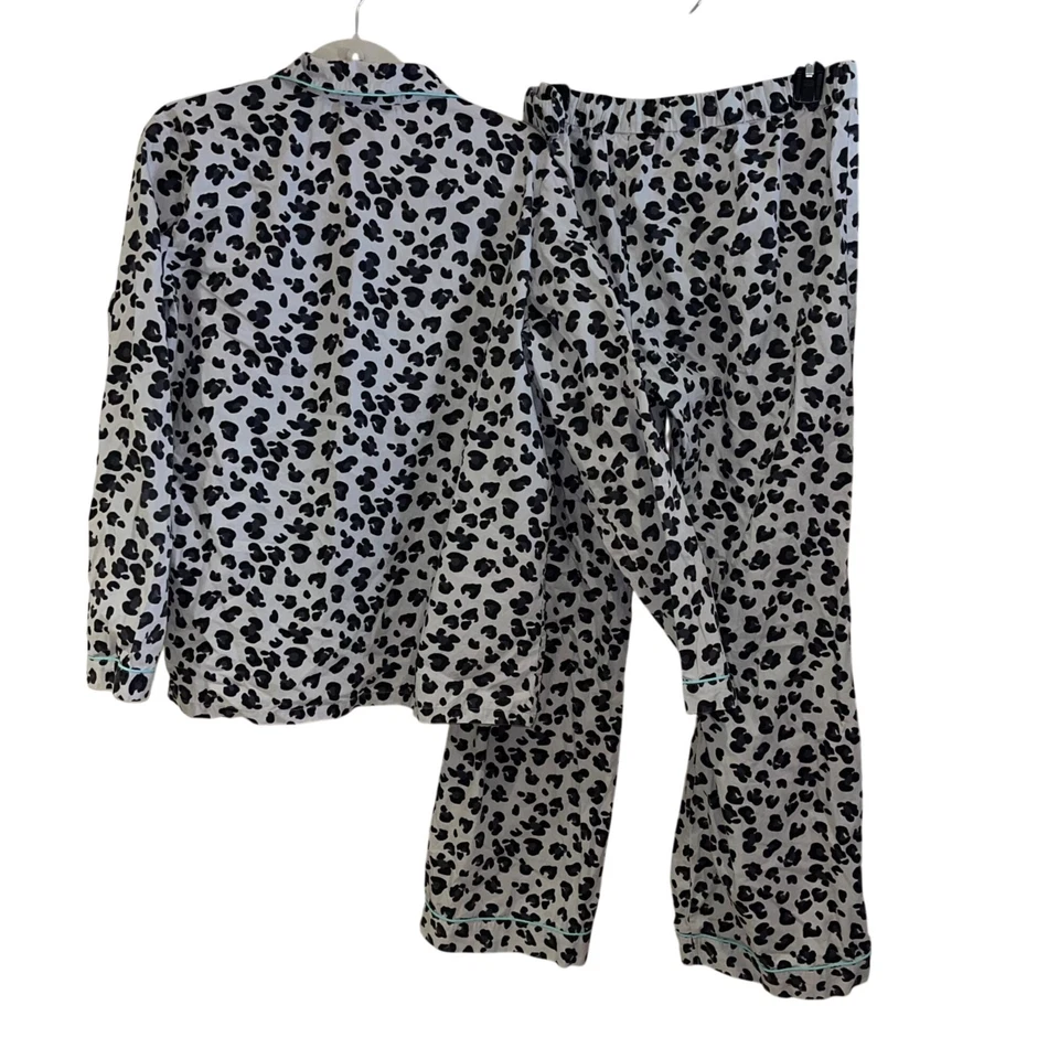 Nordstrom Womens Pajama Set Size Large Gray Animal Print Casual Pure Cotton - Image 2 of 4