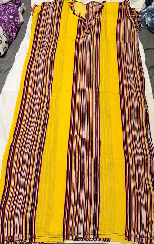Latin American Cotton Poncho Multi-Color Striped with Tassels Unisex Adult