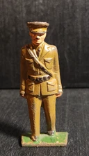GREY IRON VINTAGE TOY SOLDIER BRITISH ARMY OFFICER 1930s SOLID ORIGINAL