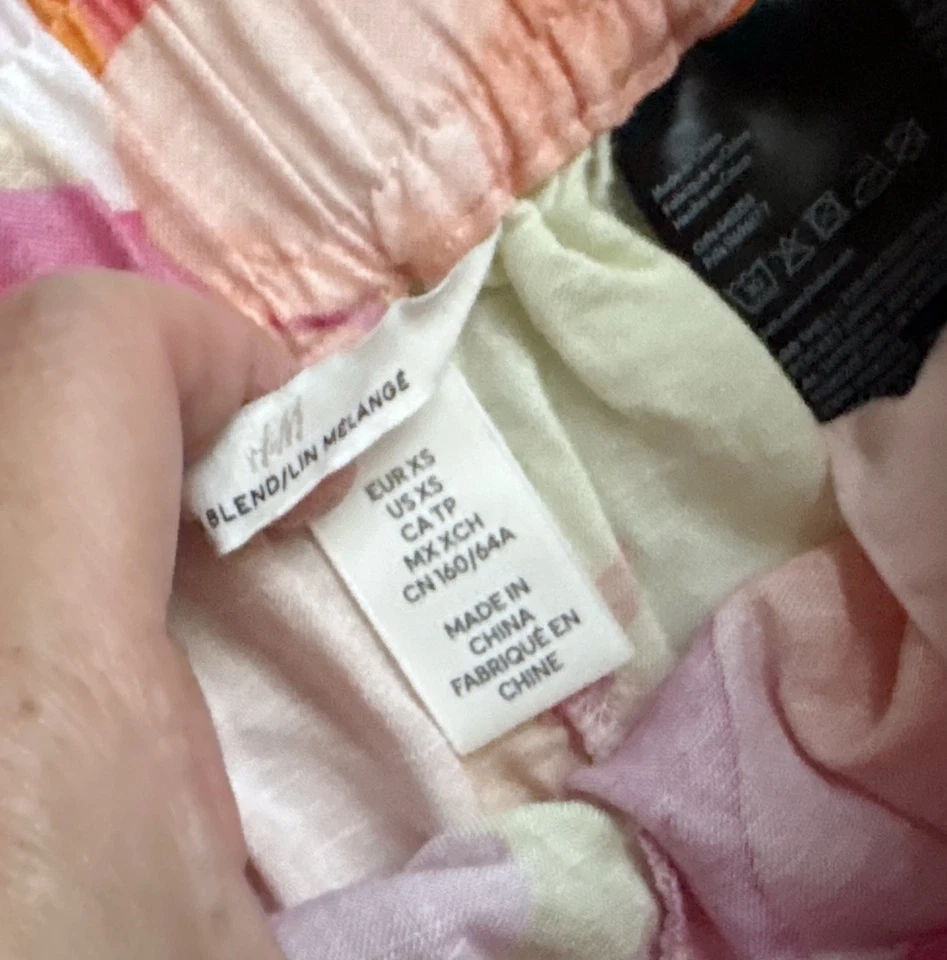 H&M 女式 XS 码高腰 100% 棉弹力腰热带短裤 — 第 4/4 张图片