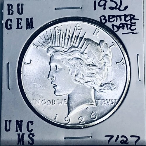 1926 P BU GEM PEACE SILVER DOLLAR UNC MS+++ U.S. MINT RARE COIN 7127