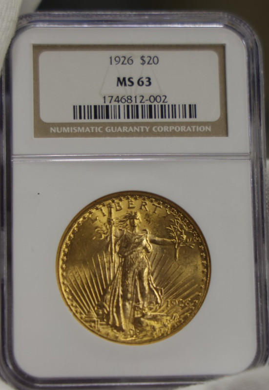 1926 US $20 Saint Gaudens Gold Piece Double Eagle MS63 NGC