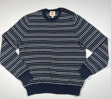BROOKS BROTHERS TEXTURE KNIT SWEATER 3D navy WHITE Small Striped Pullover Crew