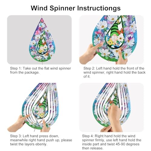 Hanging Wind Spinners, Outdoor 3D Metal Sculptures for Gnomes and Butterfly - Picture 3 of 7