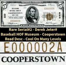 HGR SUNDAY 1929 $5 COOPERSTOWN NY ((RARE Serial#2)) Appears GEM UNCIRCULATED