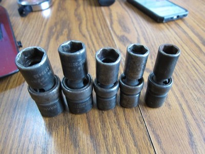 Snap on  5Pc SAE 1/2 Drive  Impact Swivel Universal Socket Set