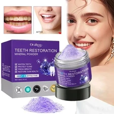 50g Purple Tooth Whitening Powder-Mint & Vitamin C, Plaque Removal, Fresh Breath