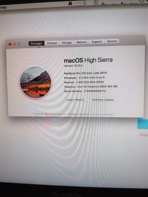 MacBook Pro 13'', Late 2011, 2.4GHz Intel i5, 4GB RAM, 500GB HDD
