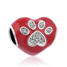 Dog Mom Paw Print Charm Compatible with Charm Bracelets Women Doggy Pupp