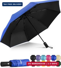 Windproof Auto Travel Umbrella Compact Folding UV Protection for Rain and Sun US