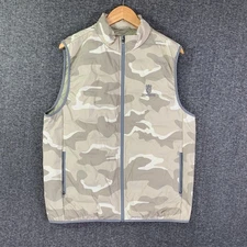 Straight Down Peak Vest Men Large Camo Goose Down Puffer Golf Performance Modern