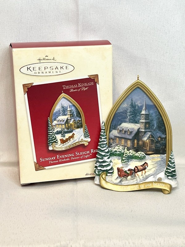Hallmark 2002 Thomas Kinkade Keepsake Ornament Sunday Evening Sleigh Ride