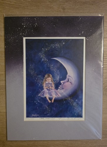 Fantasy Fairy Art Print/Poster - Girl Sitting on Crescent Moon